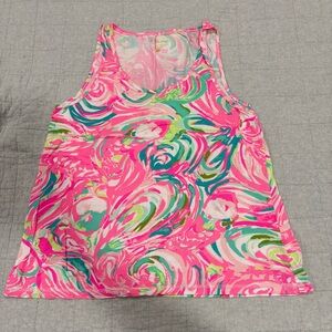 Lilly Pulitzer Knit Pajama Tank Top Raz Berry Rose All Day Size Small